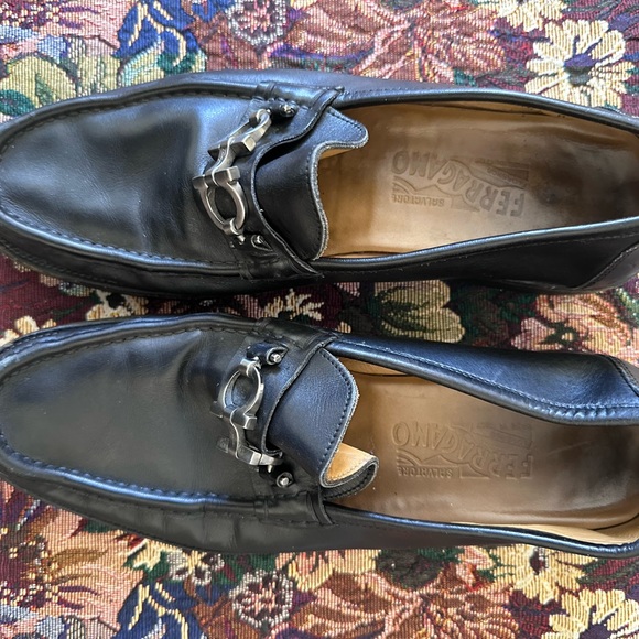 Salvatore Ferragamo Master Gancini Black Leather Men’s Loafers Shoe Size…